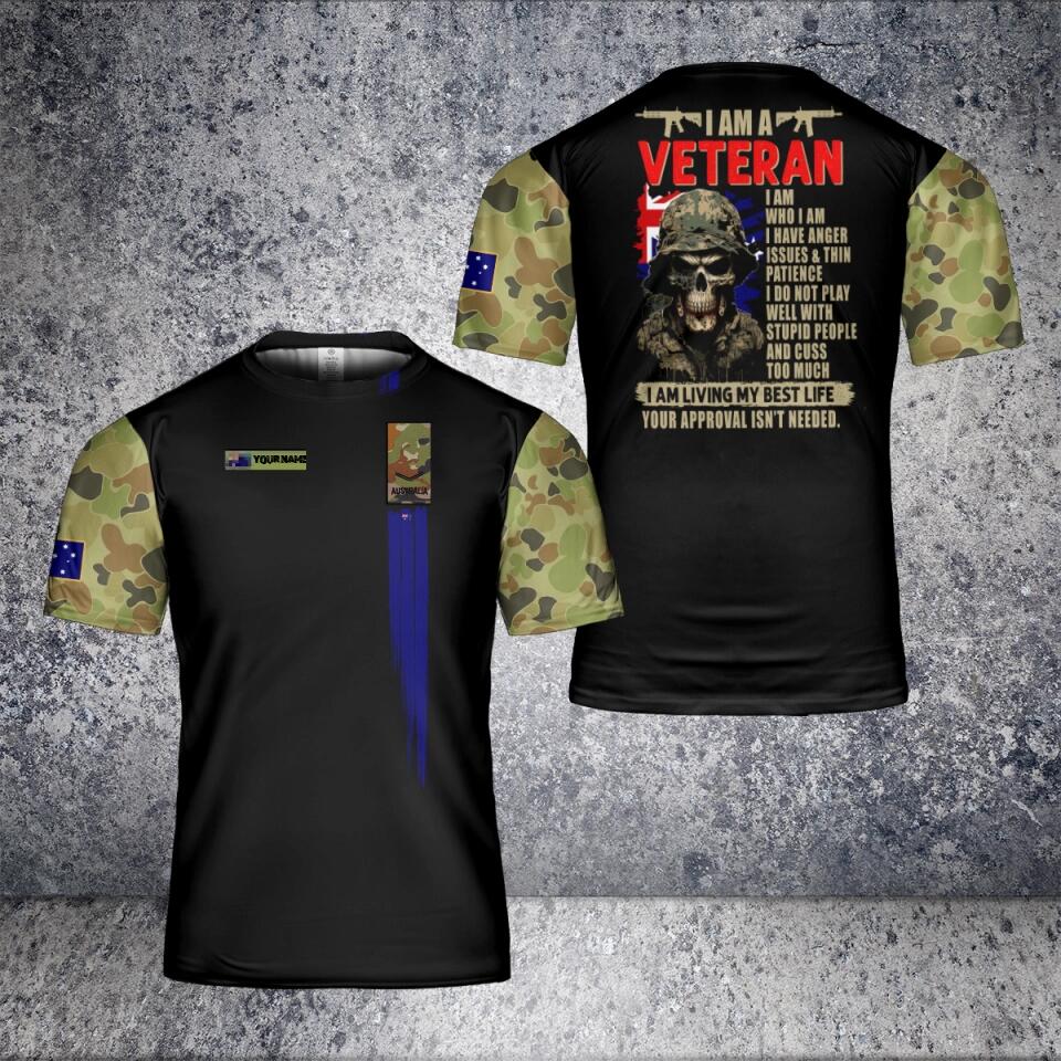 Personalized Australian Solider/ Veteran Camo With Name And Rank T-Shirt 3D Printed - 2101240002