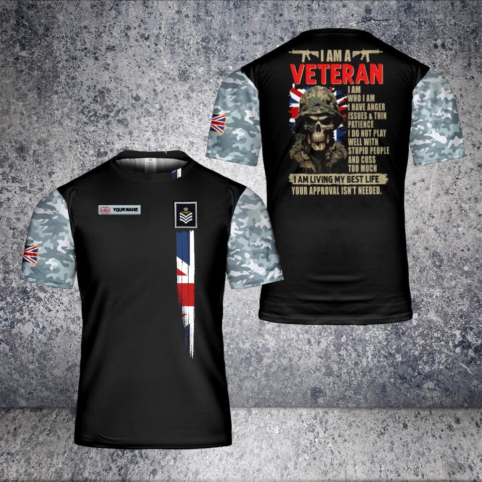 Personalisiertes T-Shirt für britische Soldaten/Veteranen im Camouflage-Stil mit Namen und Rang, 3D-Druck – 2702230001