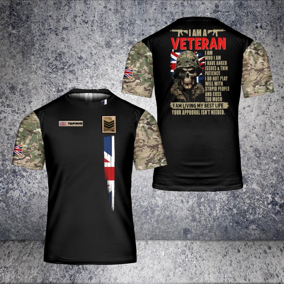 Personalisiertes T-Shirt für britische Soldaten/Veteranen im Camouflage-Stil mit Namen und Rang, 3D-Druck – 2702230001