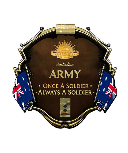 Personalized Rank Australian Soldier/Veterans Camo Cut Metal Sign - 16776288