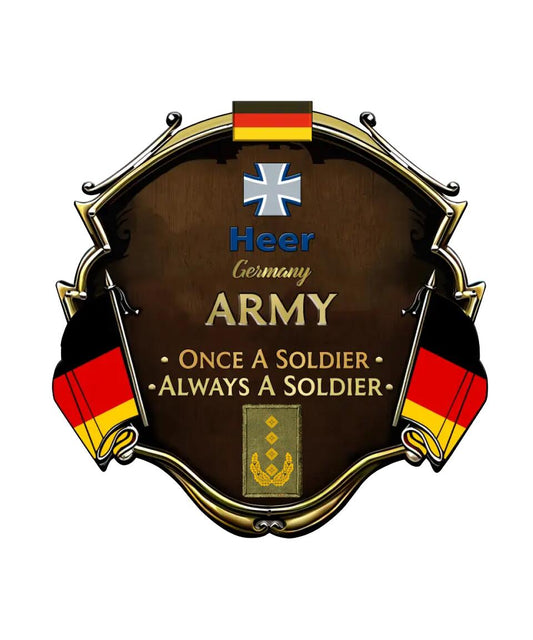 Personalized Rank German Soldier/Veterans Camo Cut Metal Sign - 16776288