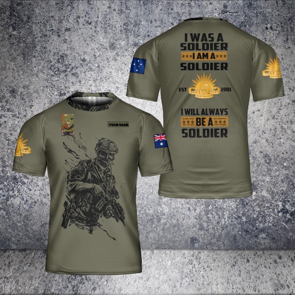 Personalized Australian Solider/ Veteran Camo With Name And Rank T-Shirt 3D Printed - 2101240001