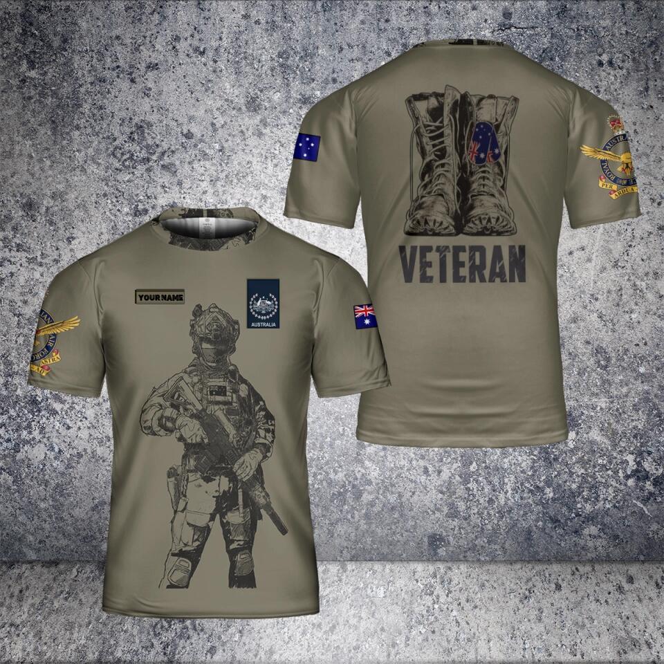 Personalisiertes T-Shirt für australische Soldaten/Veteranen im Camouflage-Stil mit Namen und Rang, 3D-Druck – 2001240005