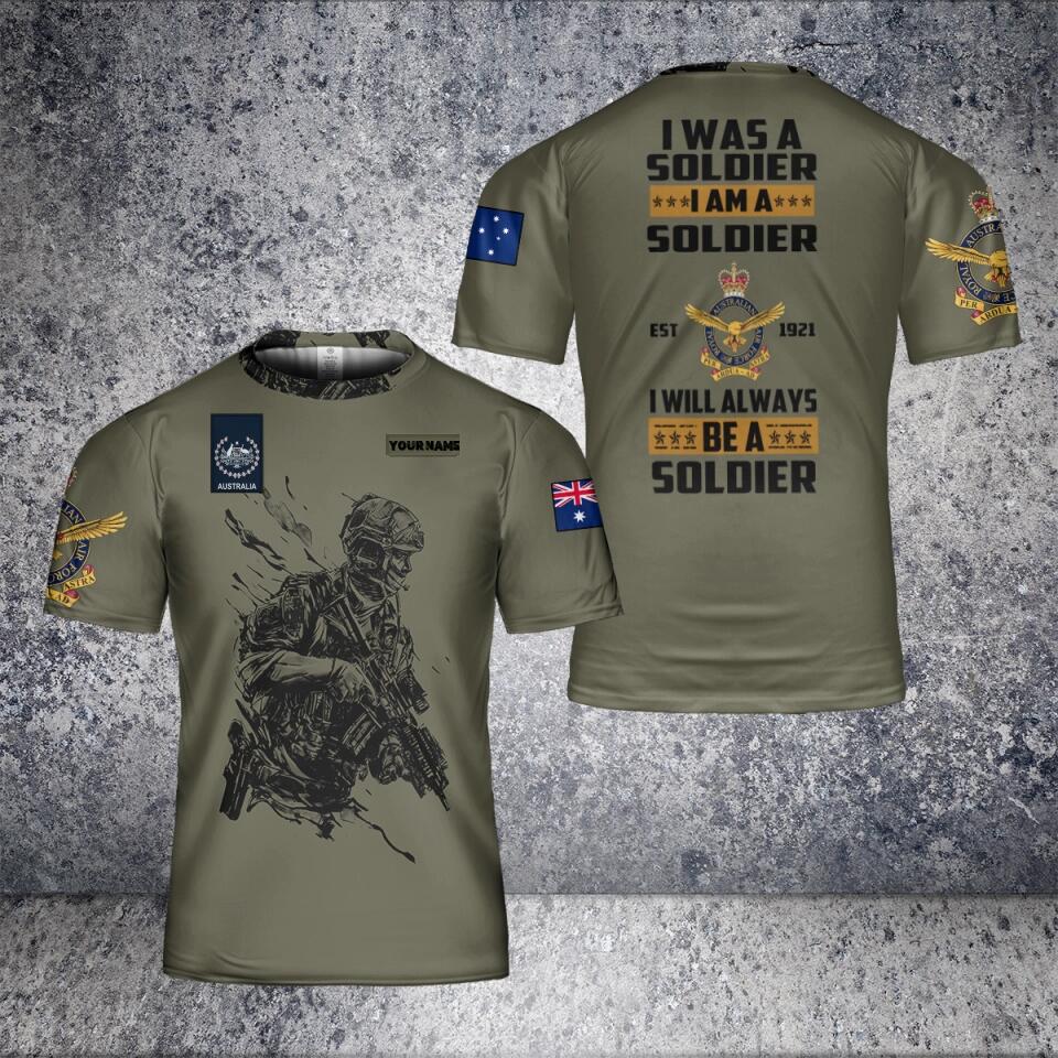 Personalisiertes T-Shirt für australische Soldaten/Veteranen im Camouflage-Stil mit Namen und Rang, 3D-Druck – 2101240001