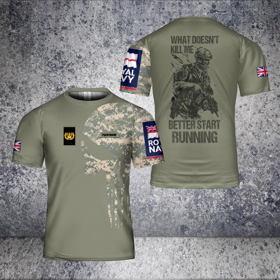 T-shirt personnalisé avec camouflage soldat/vétéran britannique avec nom et grade imprimé en 3D - 2601240002