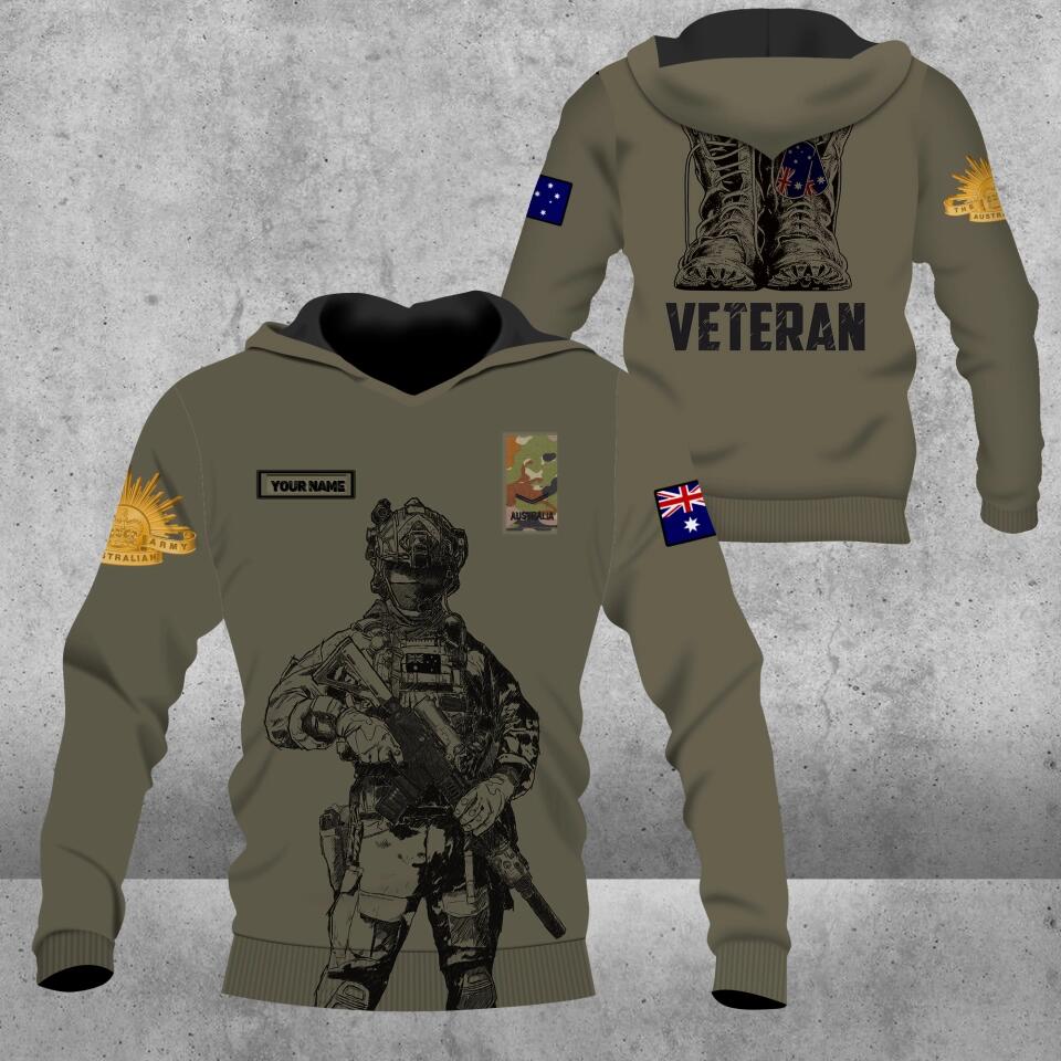 Sweat à capuche personnalisé avec camouflage de soldat/vétéran australien avec nom et grade imprimé en 3D - 1677628801