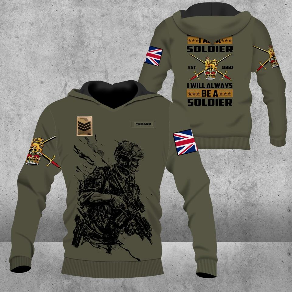 Personalisierter Kapuzenpullover mit Camouflage-Muster für britische Soldaten/Veteranen mit Namen und Rang, 3D-Druck – 0103230003