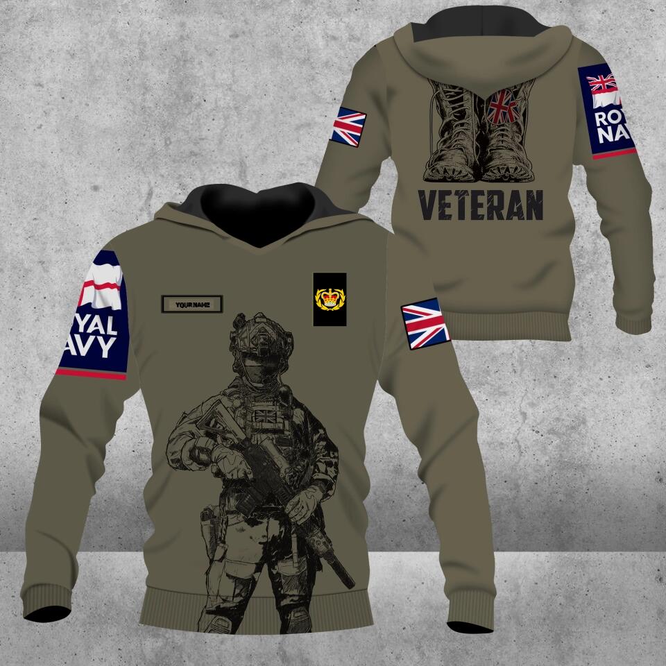 Personalisierter Kapuzenpullover mit Camouflage-Muster für britische Soldaten/Veteranen mit Namen und Rang, 3D-Druck – 0103230002