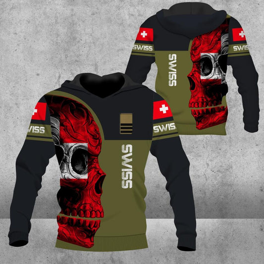 Personalized Swiss Soldier/ Veteran Camo With Name And Rank Hoodie 3D Printed - 0103230004