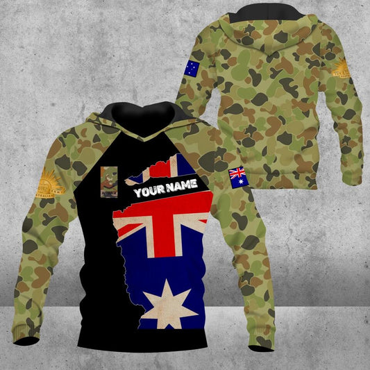 Sweat à capuche personnalisé avec camouflage soldat/vétéran australien avec nom et grade imprimé en 3D - 16786656