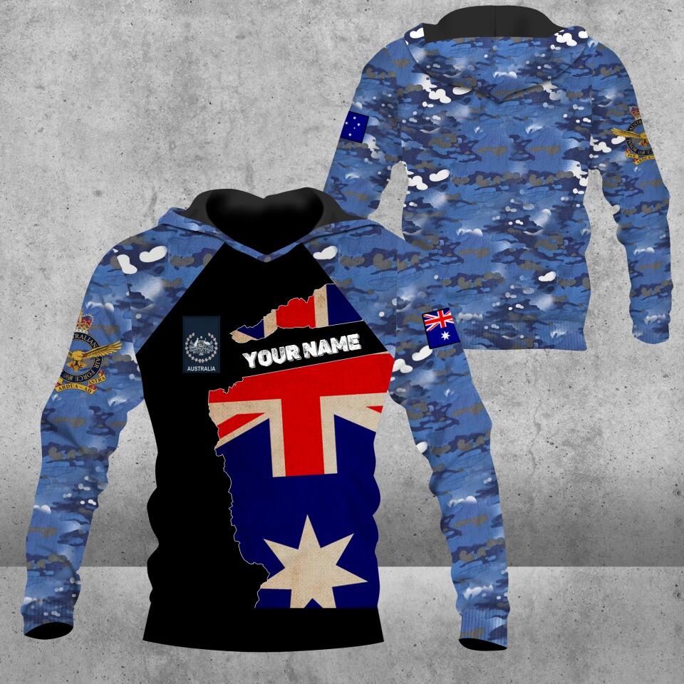 Personalisierter Kapuzenpullover mit Camouflage-Muster für australische Soldaten/Veteranen mit Namen und Rang, 3D-Druck – 16786656