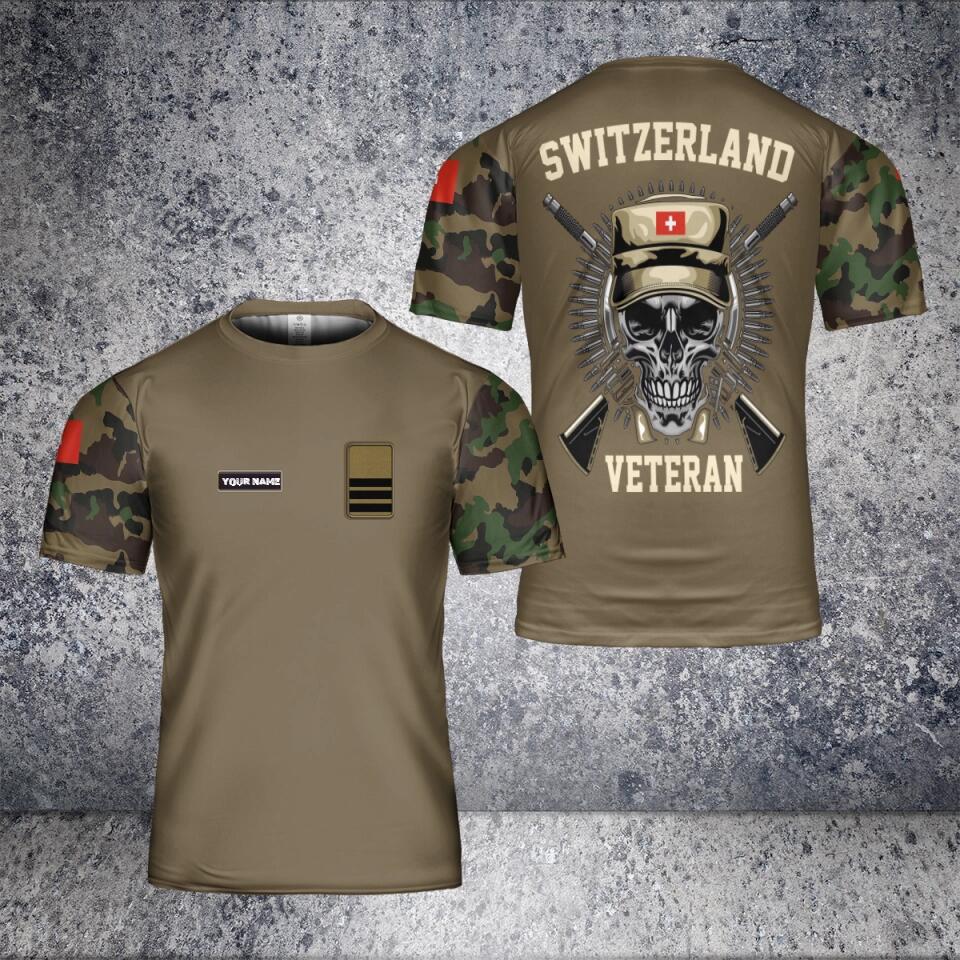 Personalisiertes Schweizer Soldat/Veteranen-Tarn-T-Shirt mit Namen und Rang, 3D-Druck – 2501240001