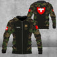 Sweat à capuche personnalisé avec camouflage soldat/vétéran suisse avec nom et grade imprimé en 3D - 1403230001