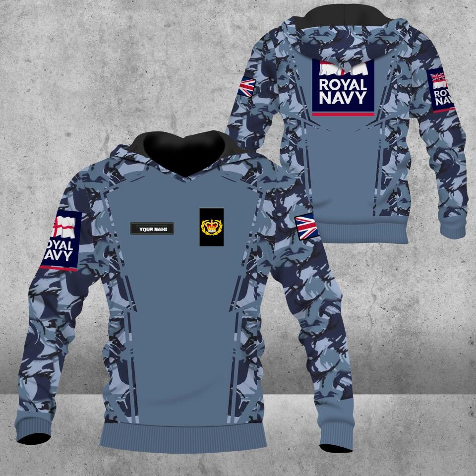 Personalisierter Kapuzenpullover mit Camouflage-Muster für britische Soldaten/Veteranen mit Namen und Rang, 3D-Druck – 1403230001