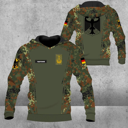 Personalisierter Kapuzenpullover mit Camouflage-Muster für deutsche Soldaten/Veteranen mit Namen und Rang, 3D-Druck – 1403230001