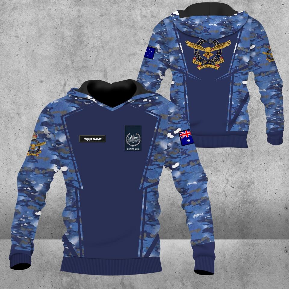 Sweat à capuche personnalisé avec camouflage soldat/vétéran australien avec nom et grade imprimé en 3D - 16787520