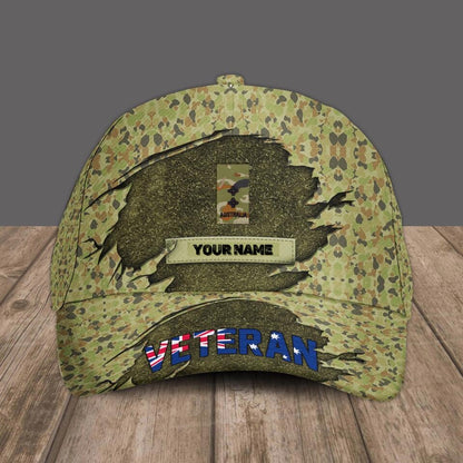 Casquette de baseball camouflage personnalisée avec rang et nom pour soldat/vétéran australien - 16798752