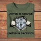 Personalisiertes T-Shirt mit Camouflage-Muster für britische Soldaten/Veteranen mit Namen und Rang – United In Service United In Sacrifice – 3003230003