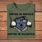 Personalisiertes T-Shirt mit Camouflage-Muster für britische Soldaten/Veteranen mit Namen und Rang – United In Service United In Sacrifice – 3003230003