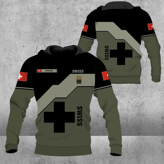 Personalisierter Kapuzenpullover mit Schweizer Soldaten-/Veteranen-Tarnmuster und Namen und Rang, 3D-Druck – 0404230001