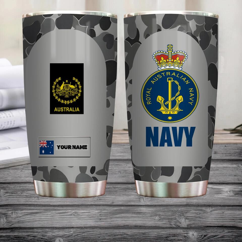 Personalisierter australischer Veteran/Soldat mit Rang und Namen, Camouflage-Becher, komplett bedruckt, 0302240003