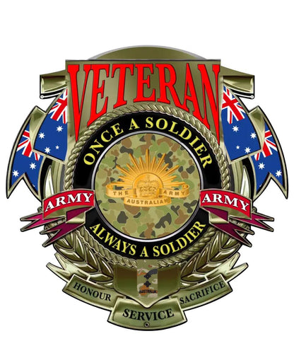 Personalized Rank Australian Soldier/Veterans Camo Cut Metal Sign - 16806528