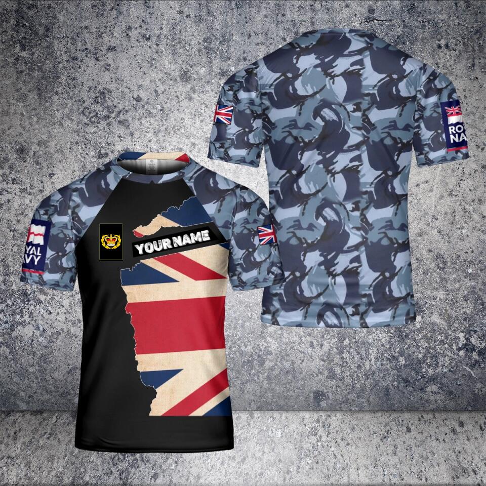 T-shirt personnalisé avec camouflage soldat/vétéran britannique avec nom et grade imprimé en 3D - 1303230001