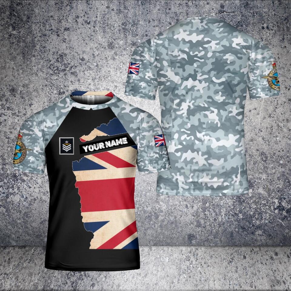 T-shirt personnalisé avec camouflage soldat/vétéran britannique avec nom et grade imprimé en 3D - 1303230001