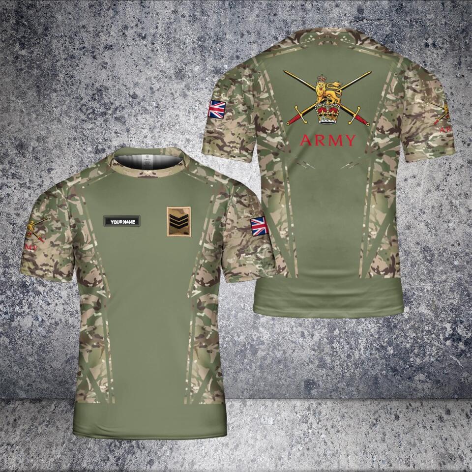 Personalized UK Solider/ Veteran Camo With Name And Rank T-Shirt 3D Printed - 2701240003