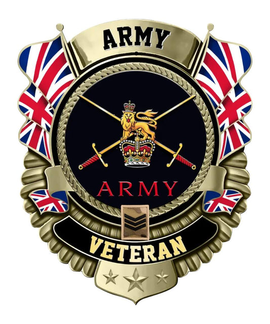 Personalized Rank United Kingdom Soldier/Veterans Camo Cut Metal Sign - 1677196801