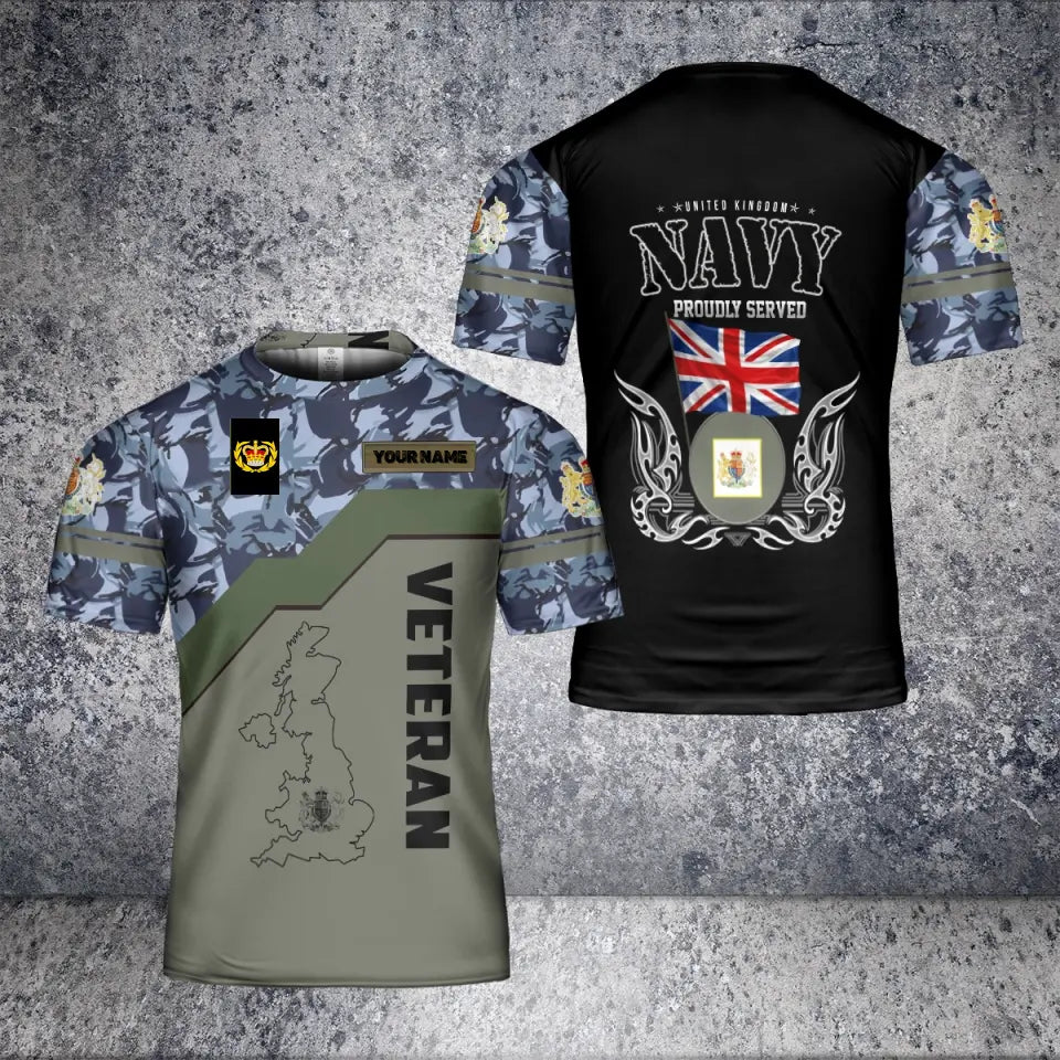 Personalized United Kingdom Solider/ Veteran Camo With Name And Rank T-Shirt 3D Printed - 0604230001