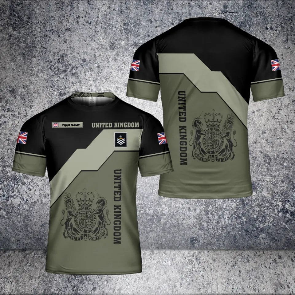 Personalized United Kingdom Solider/ Veteran Camo With Name And Rank T-Shirt 3D Printed - 0604230004