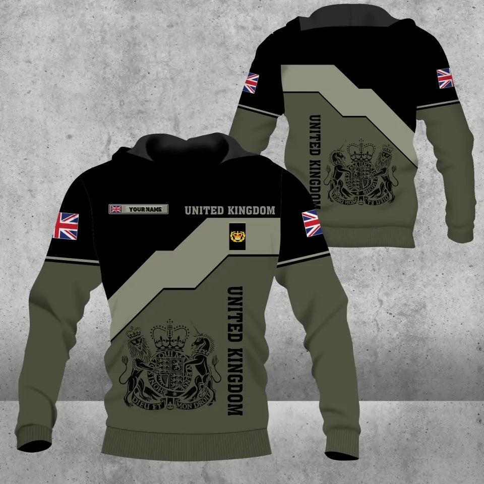 Personalized United Kingdom Solider/ Veteran Camo With Name And Rank Hoodie 3D Printed - 0604230004