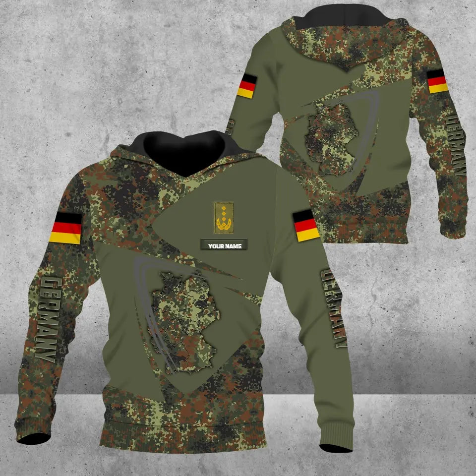 Sweat à capuche personnalisé avec nom et grade de soldat/vétéran allemand imprimé en 3D - 0604230004