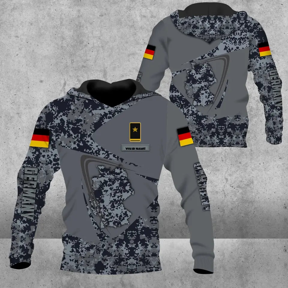 Sweat à capuche personnalisé avec nom et grade de soldat/vétéran allemand imprimé en 3D - 0604230004