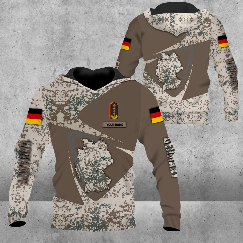 Sweat à capuche personnalisé avec nom et grade de soldat/vétéran allemand imprimé en 3D - 0604230004