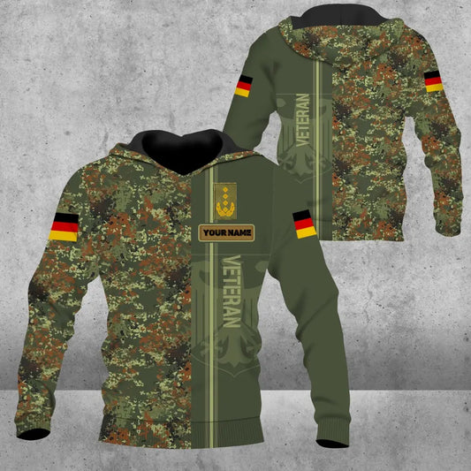 Sweat à capuche personnalisé avec nom et grade de soldat/vétéran allemand imprimé en 3D - 0604230005