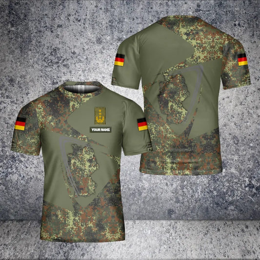 T-shirt personnalisé avec camouflage de soldat/vétéran allemand avec nom et grade imprimé en 3D - 2601240003