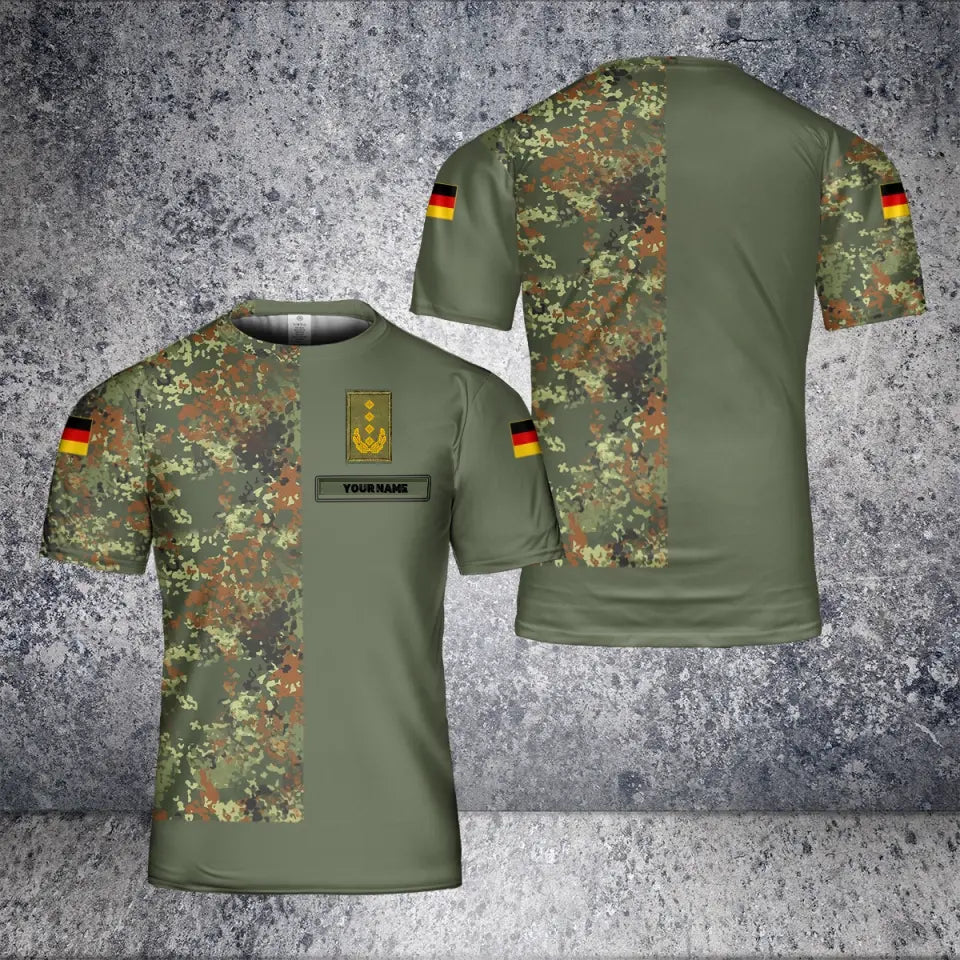 T-shirt personnalisé avec camouflage de soldat/vétéran allemand avec nom et grade imprimé en 3D - 2601240001