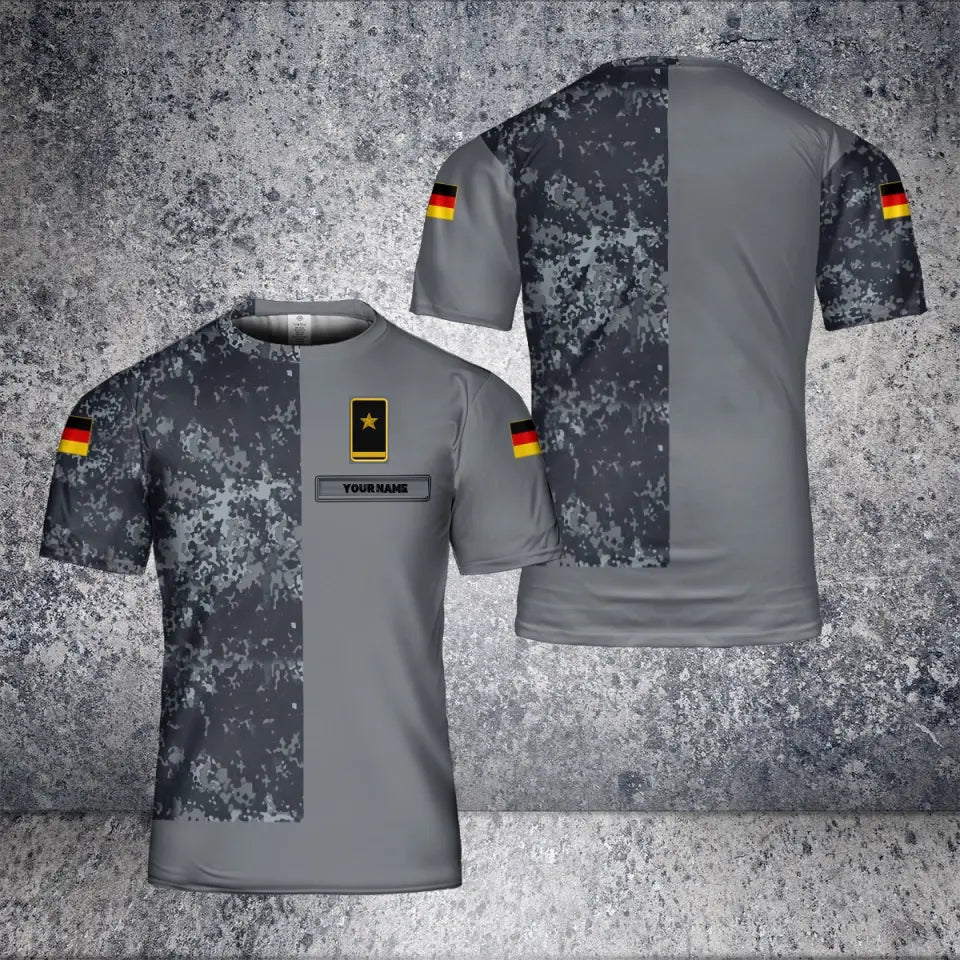 T-shirt personnalisé avec camouflage de soldat/vétéran allemand avec nom et grade imprimé en 3D - 2601240001