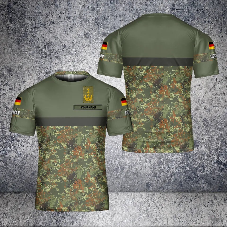 Personalisiertes T-Shirt mit deutschem Soldaten-/Veteranen-Tarnmuster mit Namen und Rang, 3D-Druck – 2701240003