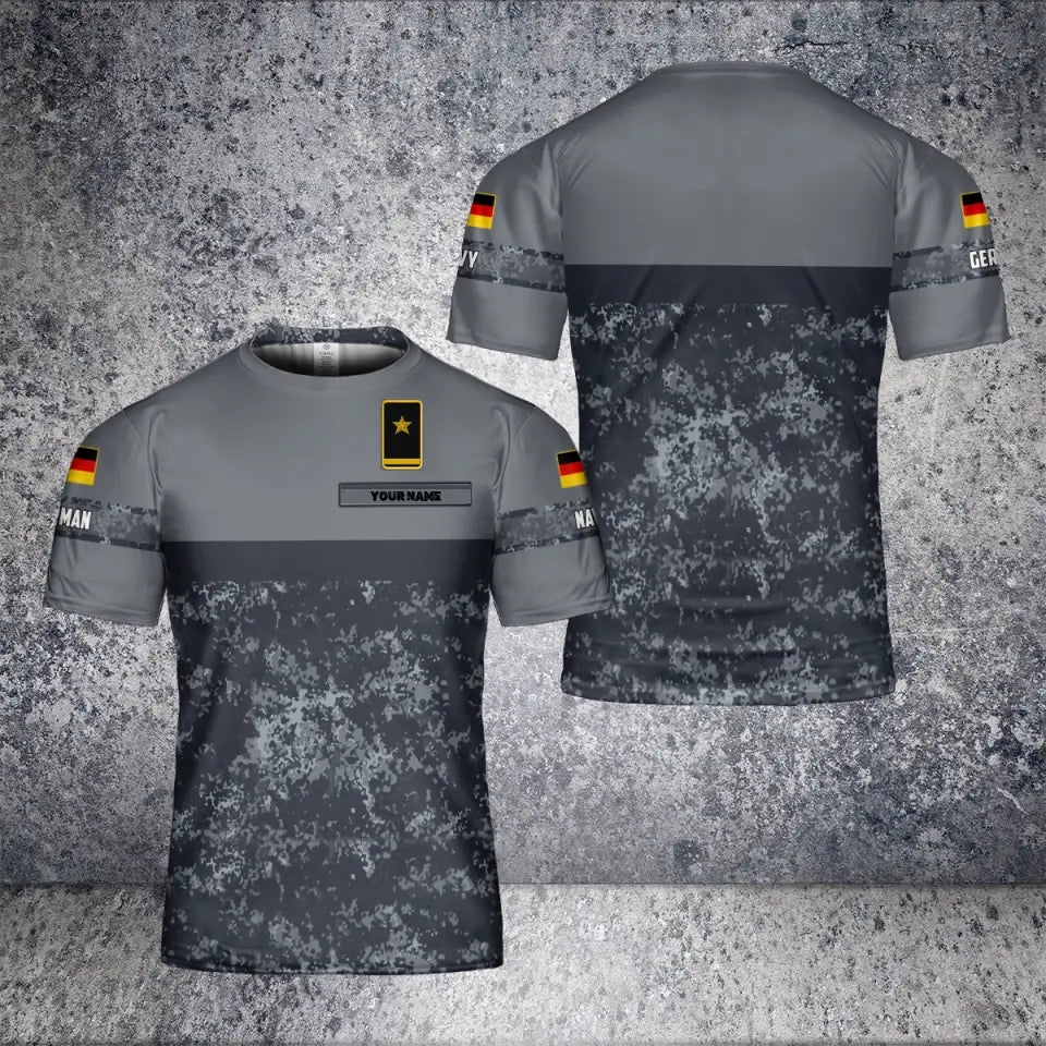 T-shirt personnalisé avec camouflage de soldat/vétéran allemand avec nom et grade imprimé en 3D - 2701240003