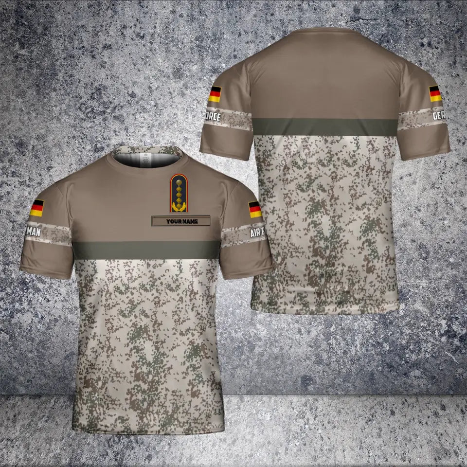 T-shirt personnalisé avec camouflage de soldat/vétéran allemand avec nom et grade imprimé en 3D - 2701240003