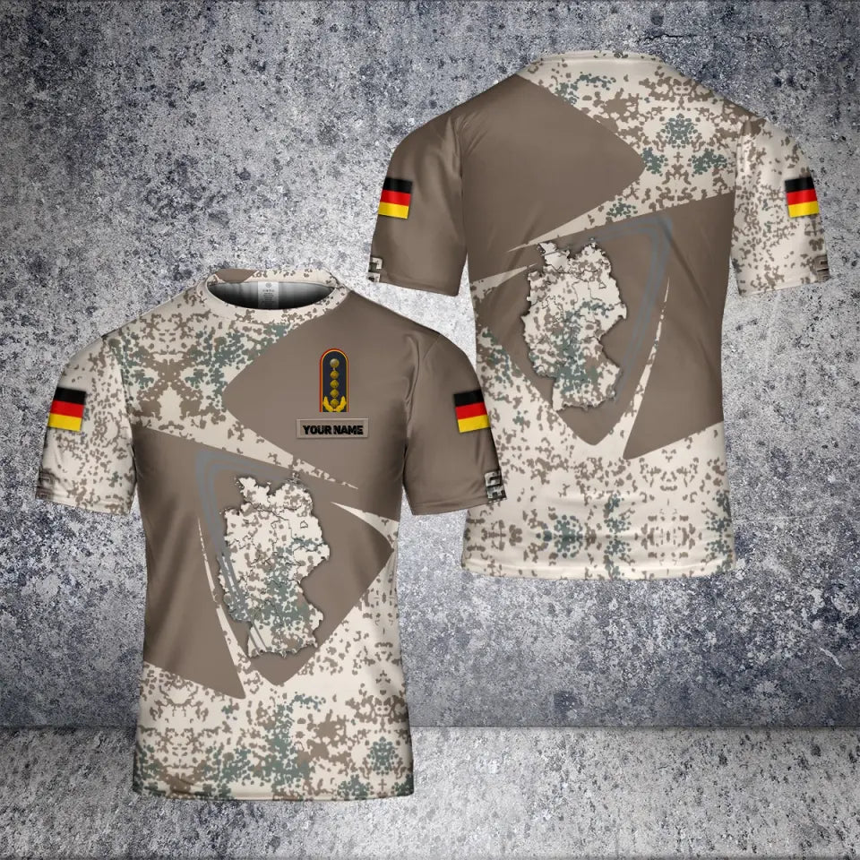 T-shirt personnalisé avec camouflage de soldat/vétéran allemand avec nom et grade imprimé en 3D - 2601240003