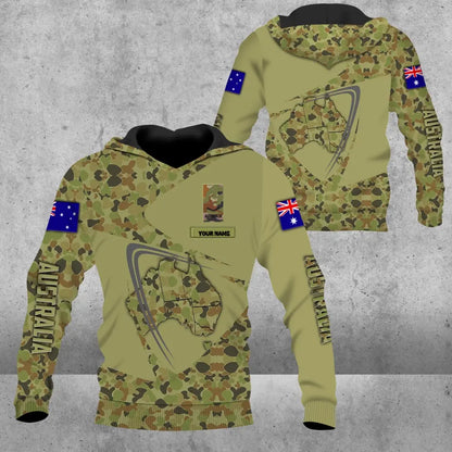 Personalized Australian Solider/ Veteran Camo With Name And Rank Hoodie - 1680739204