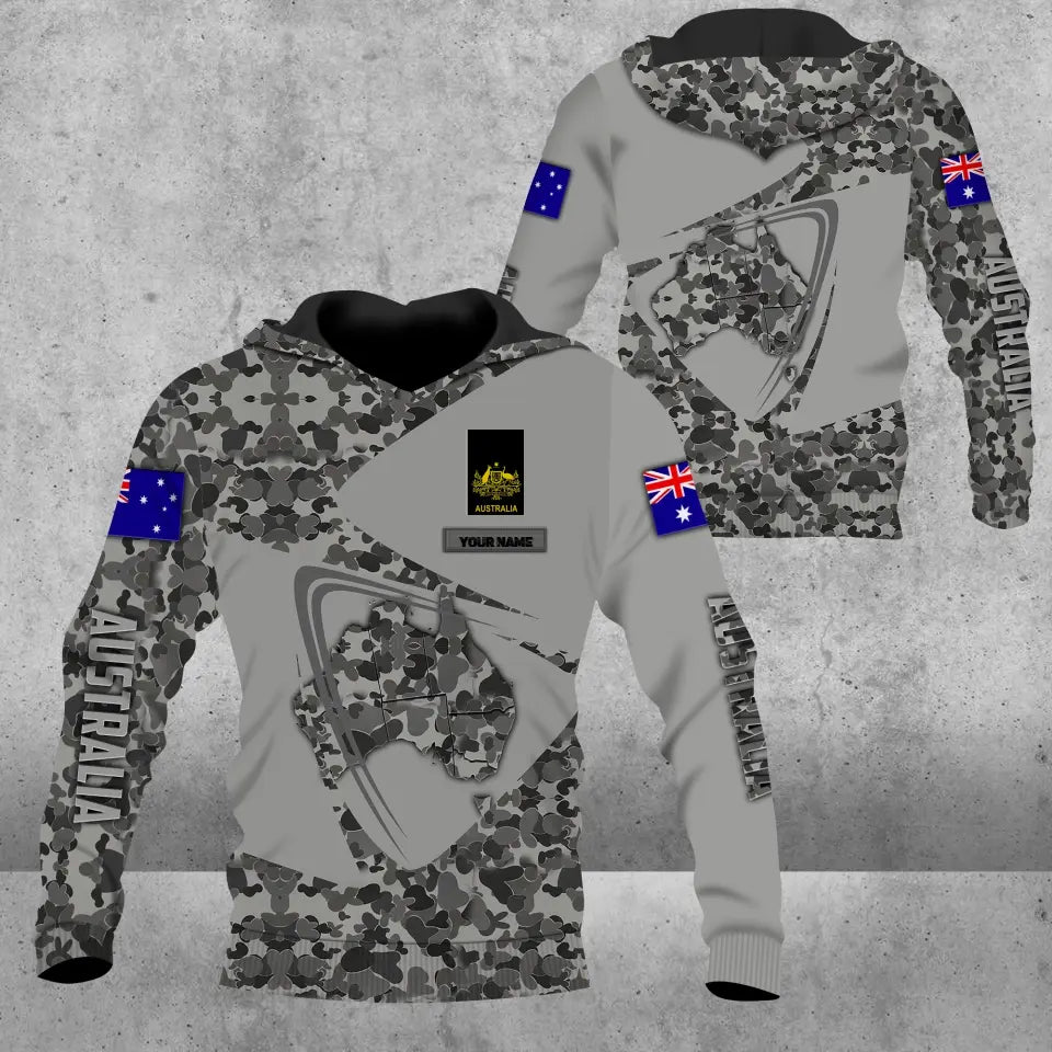 Personalisierter Kapuzenpullover mit Camouflage-Muster für australische Soldaten/Veteranen mit Namen und Rang – 1680739204