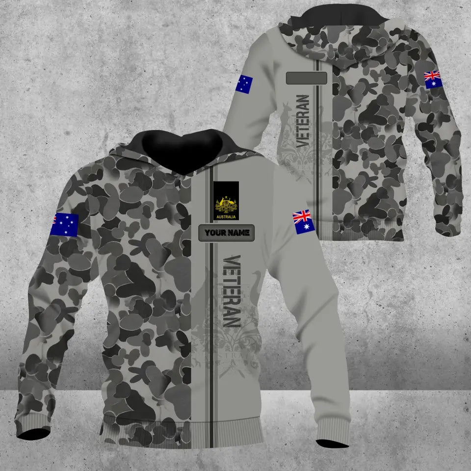 Personalized Australian Solider/ Veteran Camo With Name And Rank Hoodie - 1680739205