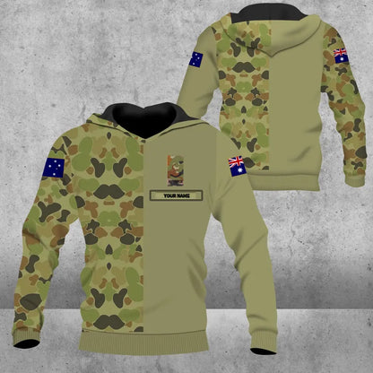 Personalisierter Kapuzenpullover mit Camouflage-Muster für australische Soldaten/Veteranen mit Namen und Rang – 1680739208