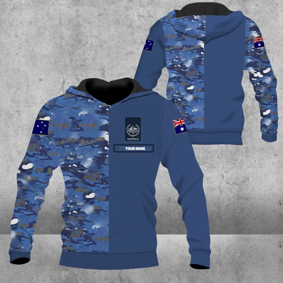 Personalisierter Kapuzenpullover mit Camouflage-Muster für australische Soldaten/Veteranen mit Namen und Rang – 1680739208