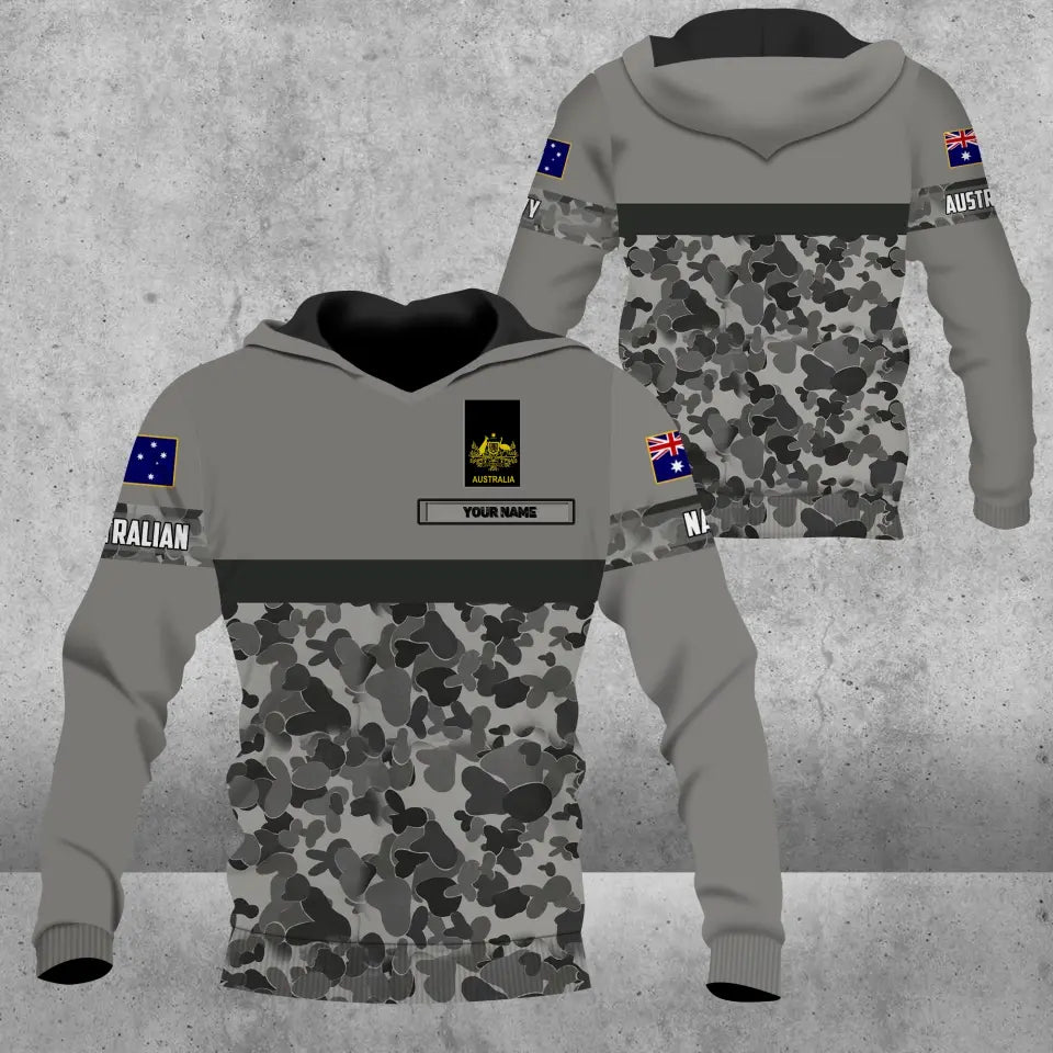 Personalisierter Kapuzenpullover mit Camouflage-Muster für australische Soldaten/Veteranen mit Namen und Rang – 1680739209